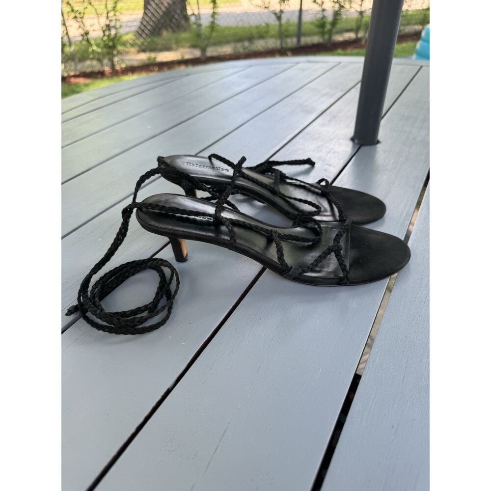 Reformation Porto Sandals Women’s Size 7.5M Black Suede Strappy Lace Up Heels - Picture 4 of 15